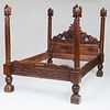 Italian Baroque Style Carved Walnut Poster Bed