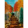 Framed, Acrylic Painting, Autumn Forest Landscape Art