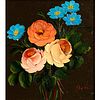 Small Framed Oil On Wood Floral Painting