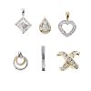A selection of six diamond pendants. To include a single-cut diamond heart pendant, a brilliant-cut