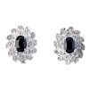 A selection of four pairs diamond and gem-set earrings. To include two pairs of oval-shape sapphire