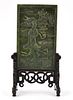 Chinese Spinach Jadeite Table Screen, Qing Dynasty