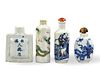 4 Chinese Porcelain Snuff Bottle, 19th C.