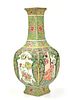 Chinese Canton Glazed Square Vase, 19th C.