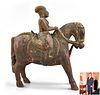 Chinese Lacquered Wood Carving of Horse Riding