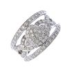 A diamond dress ring. Designed as a brilliant-cut diamond heart-shape panel, to the similarly-cut di