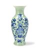 Chinese Celadon Blue and White Vase, 19th C.