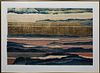 Daryl Howard (1949-, American / Texas), "Sand Silence I," late 20th c., mixed media on paper, signed and titled lower right, presented in a brass fram