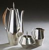 Vintage Three Piece Sterling Coffee Set, 1958, designed by Geo Ponti, for Reed and Barton in the "Diamond" pattern, consisting of a coffee pot, covere