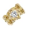 A 14ct gold diamond single-stone ring. The old-cut diamond, within an openwork setting, to the merma