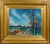 Maurice de Vlaminck (1876-1958, French), "Country Road," 20th c., oil on canvas, signed lower left, stenciled with a Christie's London stencil c. 1967