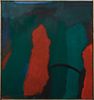 Althea Dodson Tanner (1919-2014, New Orleans), "Green and Burnt Orange Abstract," 20th c., oil on canvas, unsigned, presented in a wood frame, H.- 24 