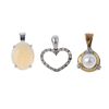 A selection of six diamond and gem-set pendants. To include a 9ct gold diamond-set heart-shape penda