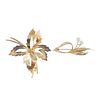 Two mid 20th century 9ct gold foliate brooches. To include an openwork leaf brooch, together with a