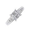 An 18ct gold diamond dress ring. The square-shape diamond cluster, to the brilliant-cut diamond line
