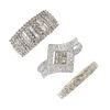 A selection of three 14 and 9ct gold diamond rings. To include a 14ct gold diamond dress ring, a 9ct