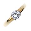 An 18ct gold diamond single-stone ring. The brilliant-cut diamond, to the plain band. Estimated diam