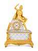 An Empire Style Gilt Bronze and Cut Glass Figural Mantel Clock