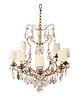 A French Gilt Metal and Cut Glass Eight-Light Chandelier