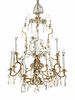 A Pair of French Gilt Bronze and Glass-Beaded Twelve-Light Chandeliers