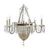 A French Gilt Metal and Cut Glass Six-Light Chandelier