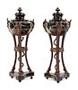A Pair of Large Gilt Bronze and Marble Cassolettes