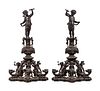 A Pair of Baroque Style Bronze Figural Andirons
