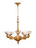 An Empire Style Gilt Bronze and Alabaster Five-Light Chandelier