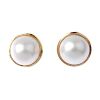 A pair of Mabe pearl earrings and a pair of 9ct ear pendants. To include a pair of mabe pearls withi