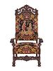 A William and Mary Style Carved Mahogany Armchair