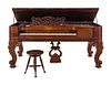 A Steinway & Sons Rosewood Square Piano
