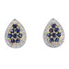 A pair of 9ct gold sapphire and diamond cluster ear studs. Each designed as a circular-shape sapphir