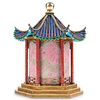 Chinese Republic Enameled Gilt Silver Pagoda Caddy