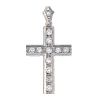 A diamond cross pendant. The pave-set brilliant-cut diamond cross, to the similarly-cut diamond surm