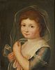 19th c. French School Portrait of Girl Painting