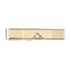 A diamond tie clip. The brilliant-cut diamond, within a textured panel, to the polished terminals an
