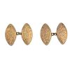 Two pairs of early 20th century 9ct gold cufflinks. Each pair designed as two oval scroll and foliat