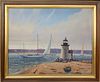 Christopher Robbins Oil on Canvas "Brant Point Sailing Under Clearing Skies"
