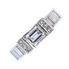 (539246-1-A) A platinum diamond dress ring. The rectangular-shape diamond, set within square-shape d