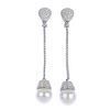 (539860-3-A) A pair of cultured pearl and diamond ear pendants. Each designed as a cultured pearl, m