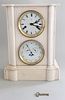 French Double Dial Alabaster Calendar Mantel Clock, 19th Century