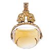(542448-2-A) Two fobs. To include a citrine swivel fob with engraved sides and floral pedestal, toge