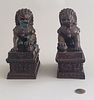Pair of Vintage Cast Bronze Chinese Foo Lion Statues