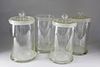 4 Blown Clear Glass Storage Canisters, 20th Century