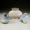 (3) Italian scavo glass vases