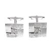 (176761) A pair of diamond cufflinks. Each designed as a square-shaped textured panel with brilliant