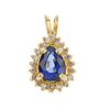(176761) A sapphire and diamond cluster pendant. Designed as a pear-shape sapphire within a brillian