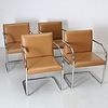 (4) Brno style leather and chrome armchairs