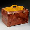 Vintage gilt leather wrapped magazine caddy