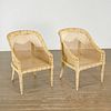 Pair Regency style caned "bamboo" bergeres